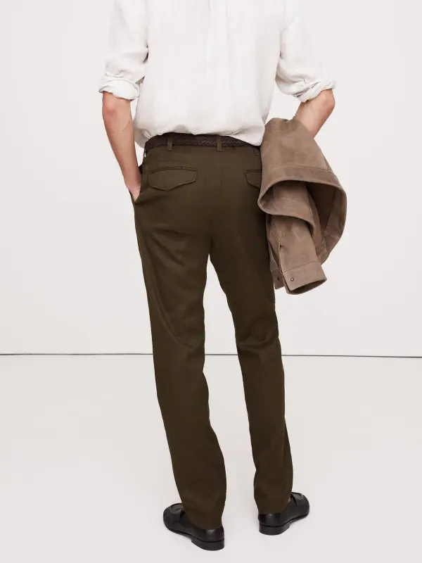 Men's Brown Slim-Fit Linen Cotton Trousers