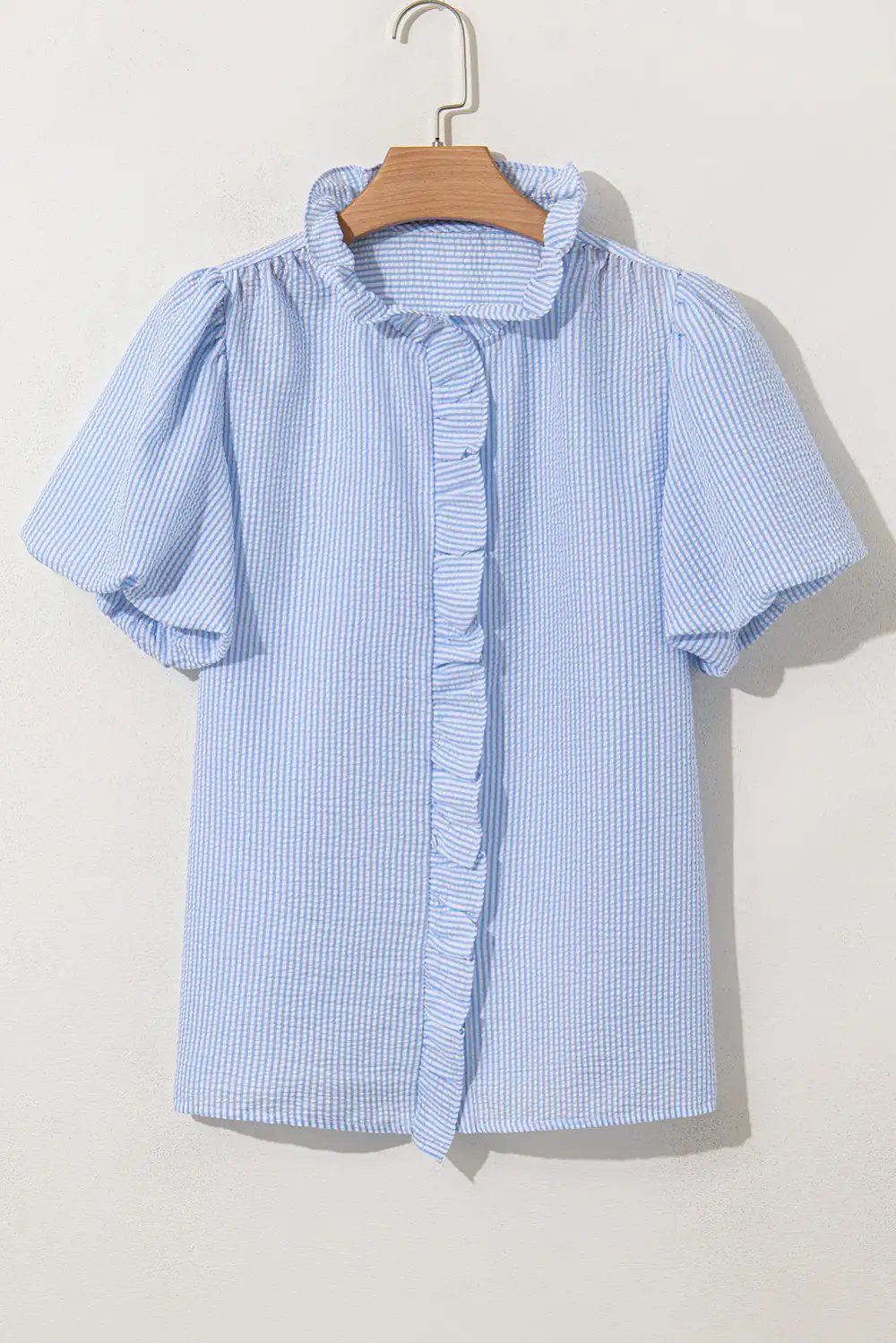 Ruffle Sleeve Bubble Sleeve Casual Shirt