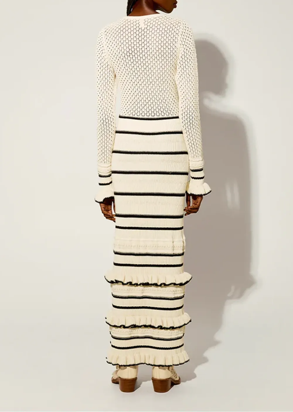 STRIPED ROUND NECK KNIT DRESS