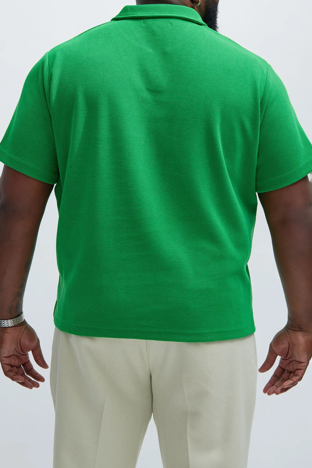 Casual Style Textured Polo Tops