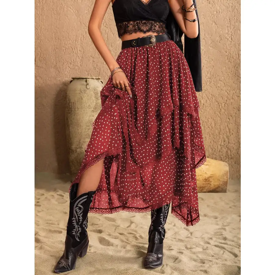 Lace Detail Layered Skirt