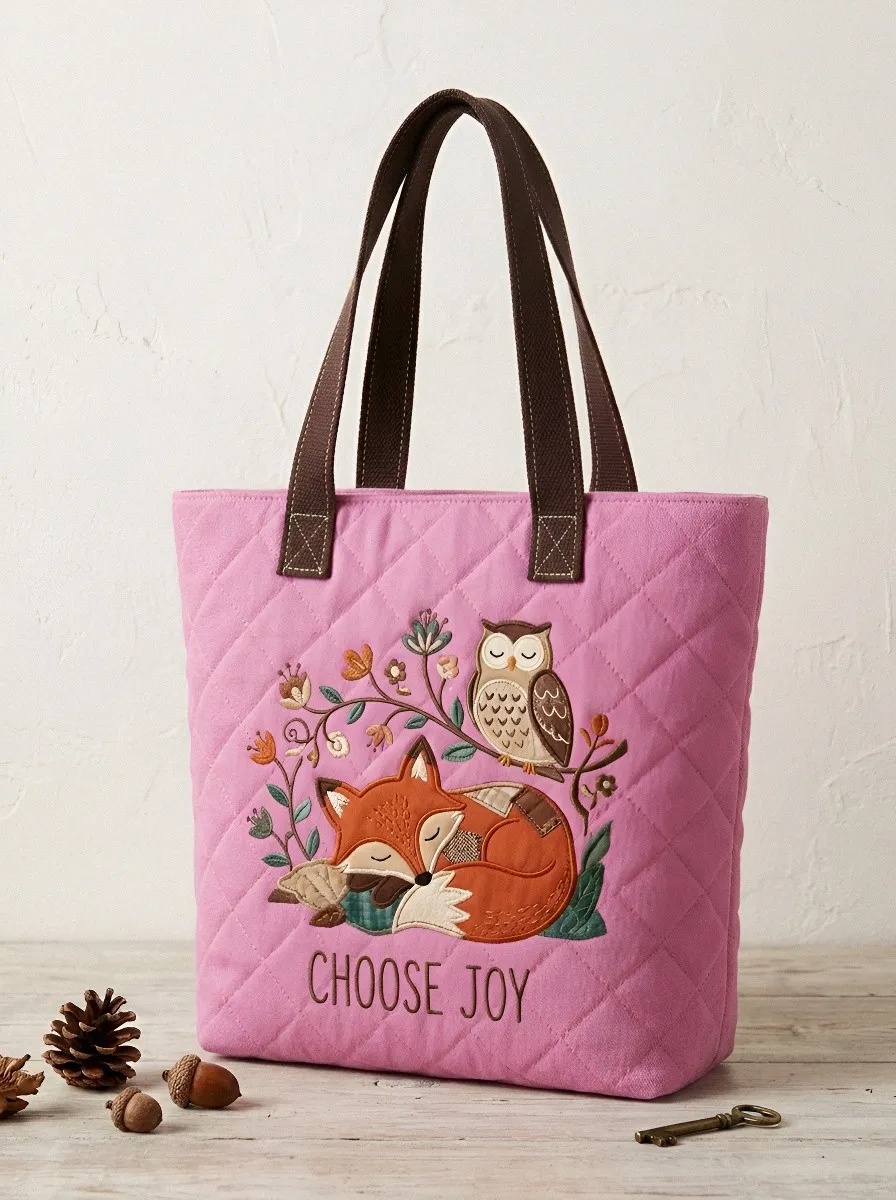 Woodland Animal Lover Fox and Owl Printed Tote Bag