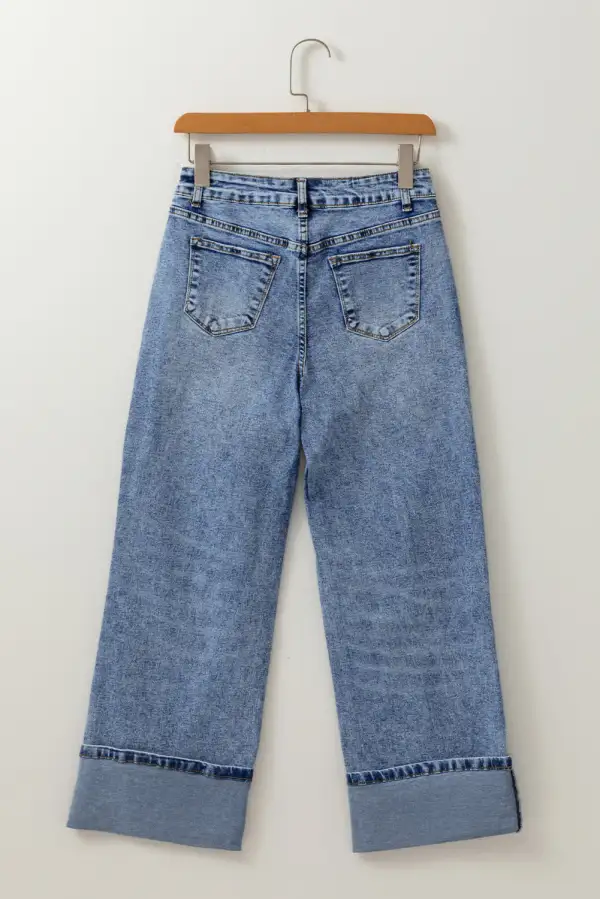 High Waist Cuffed Myosotis Center Seam Jeans