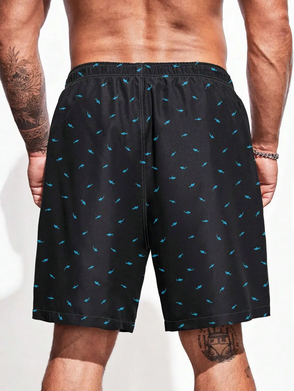 Men's Drawstring Allover Print Swim Trunks