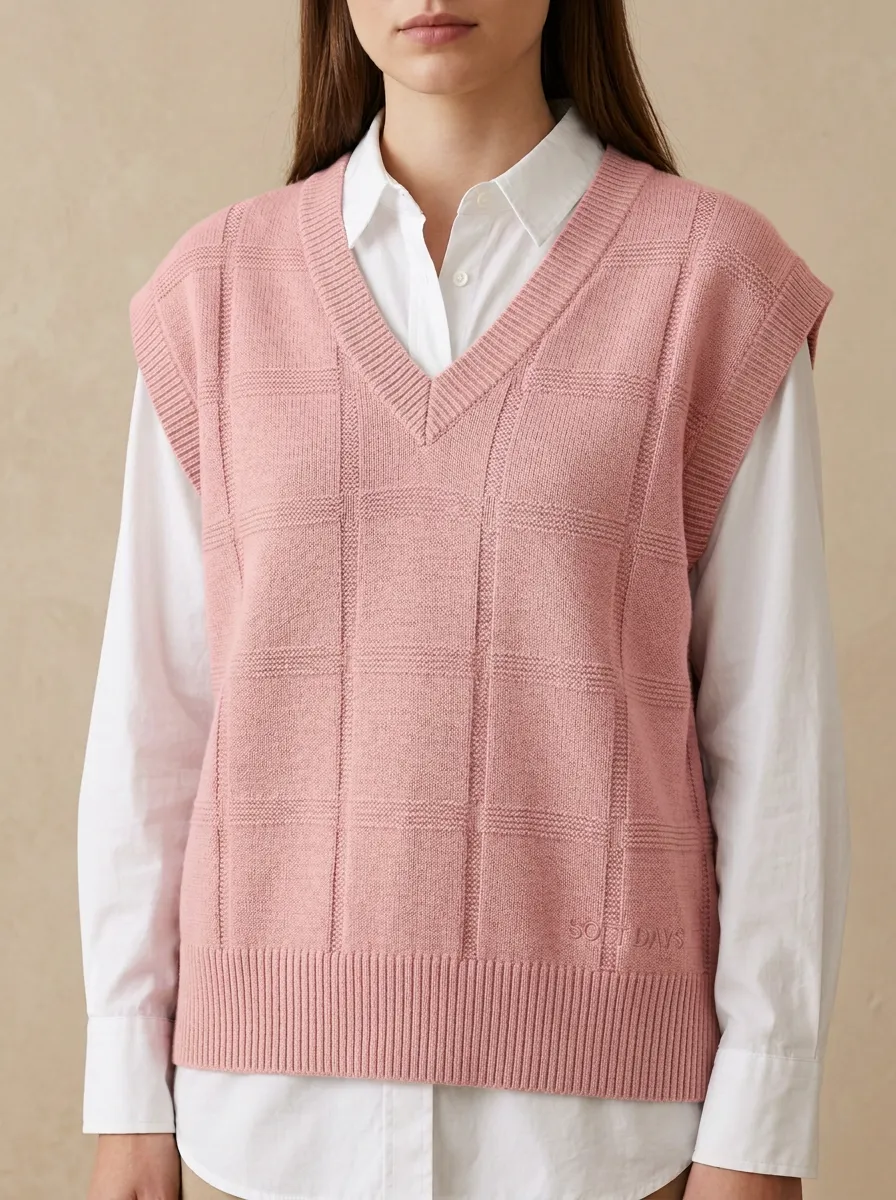 Preppy Plaid Button Sweater Vest