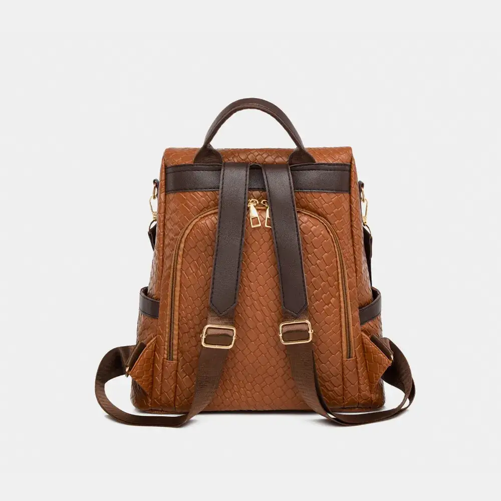 Faux Leather Backpack Camping Bag