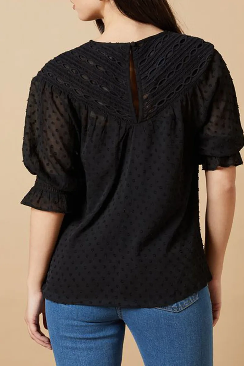 Casual Style Black Boho Top