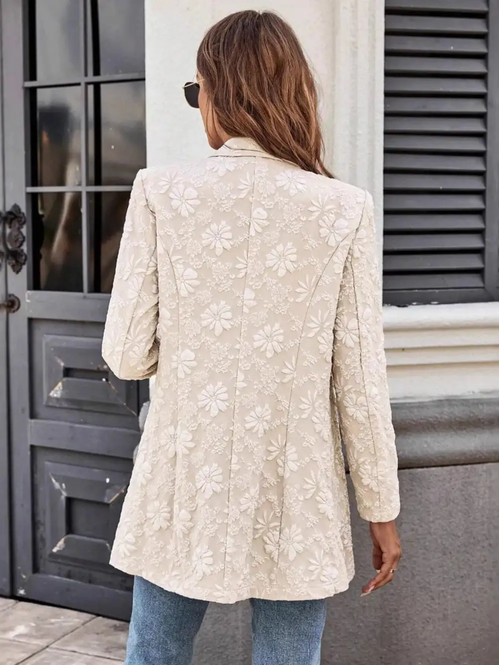 Single-Button Long-Sleeve Blazer