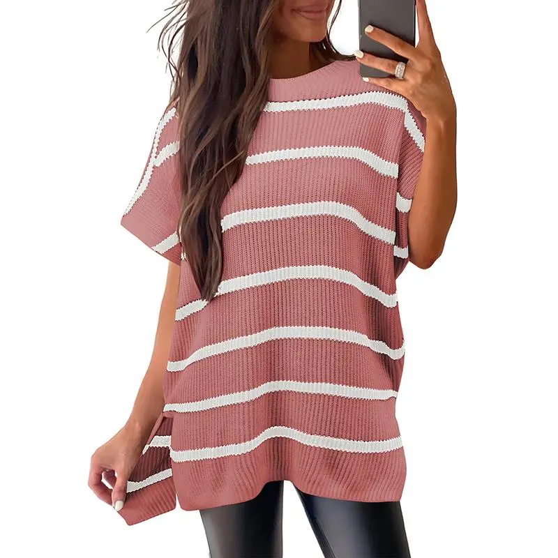 Women’s Knit Short Sleeve Sweater – Soft Cotton Comfort, Clean Lines & Effortless Fall Style