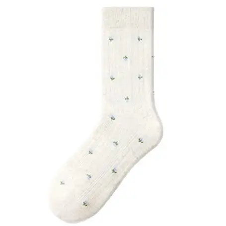 Dainty Floral Ribbed Crew Socks