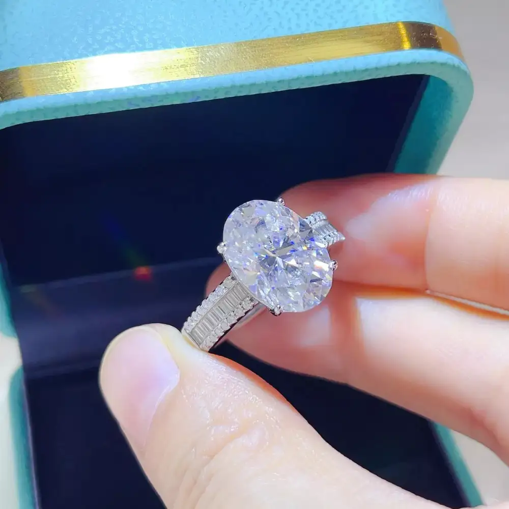 Bold Sterling Silver Moissanite Ring