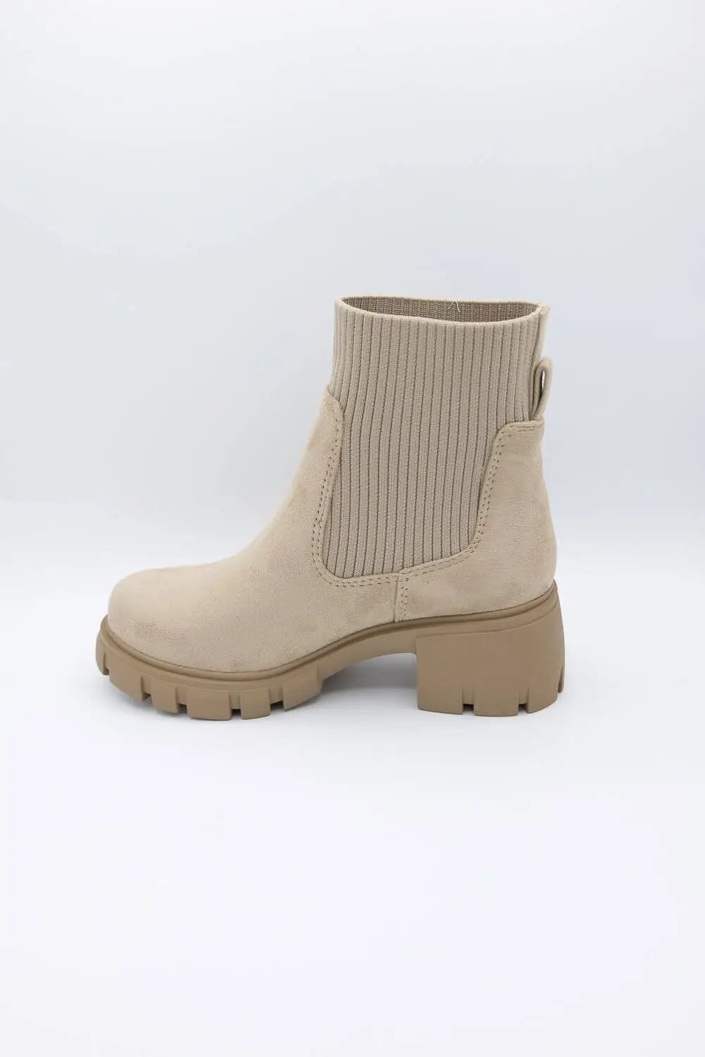 Lug Sole Suede Ankle Bootie
