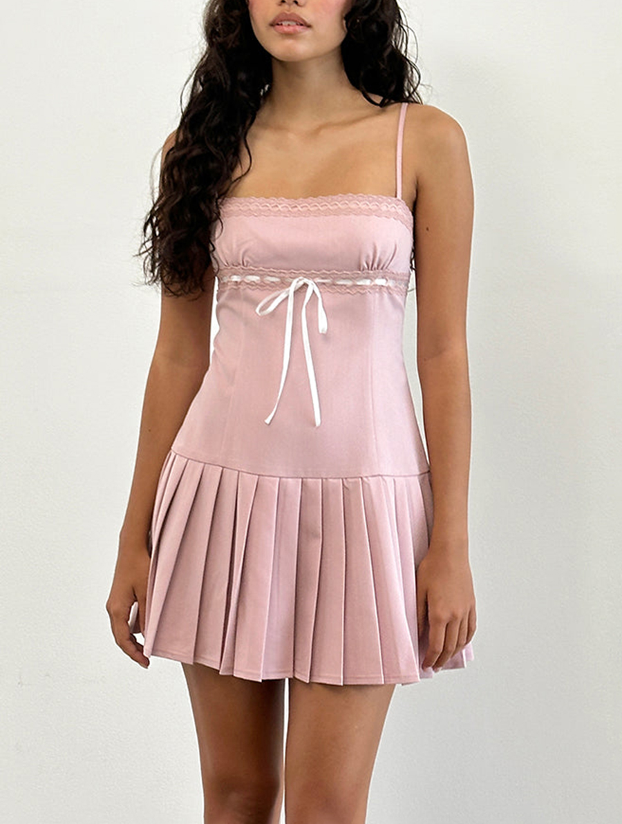 Dress In Dusky Pink With White Binding