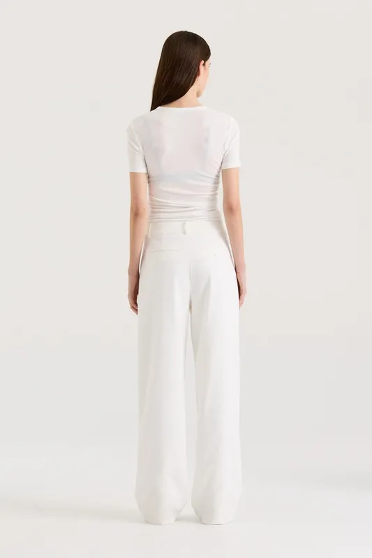 White Wide Leg Suit Pants
