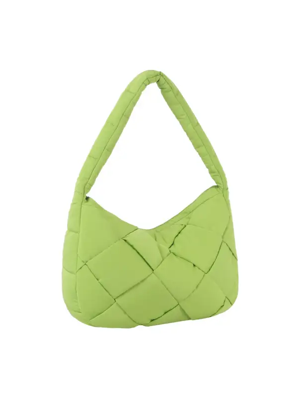 Relaxed Detail Quilted Pocketed Nylon Hobo Shoulder Bag