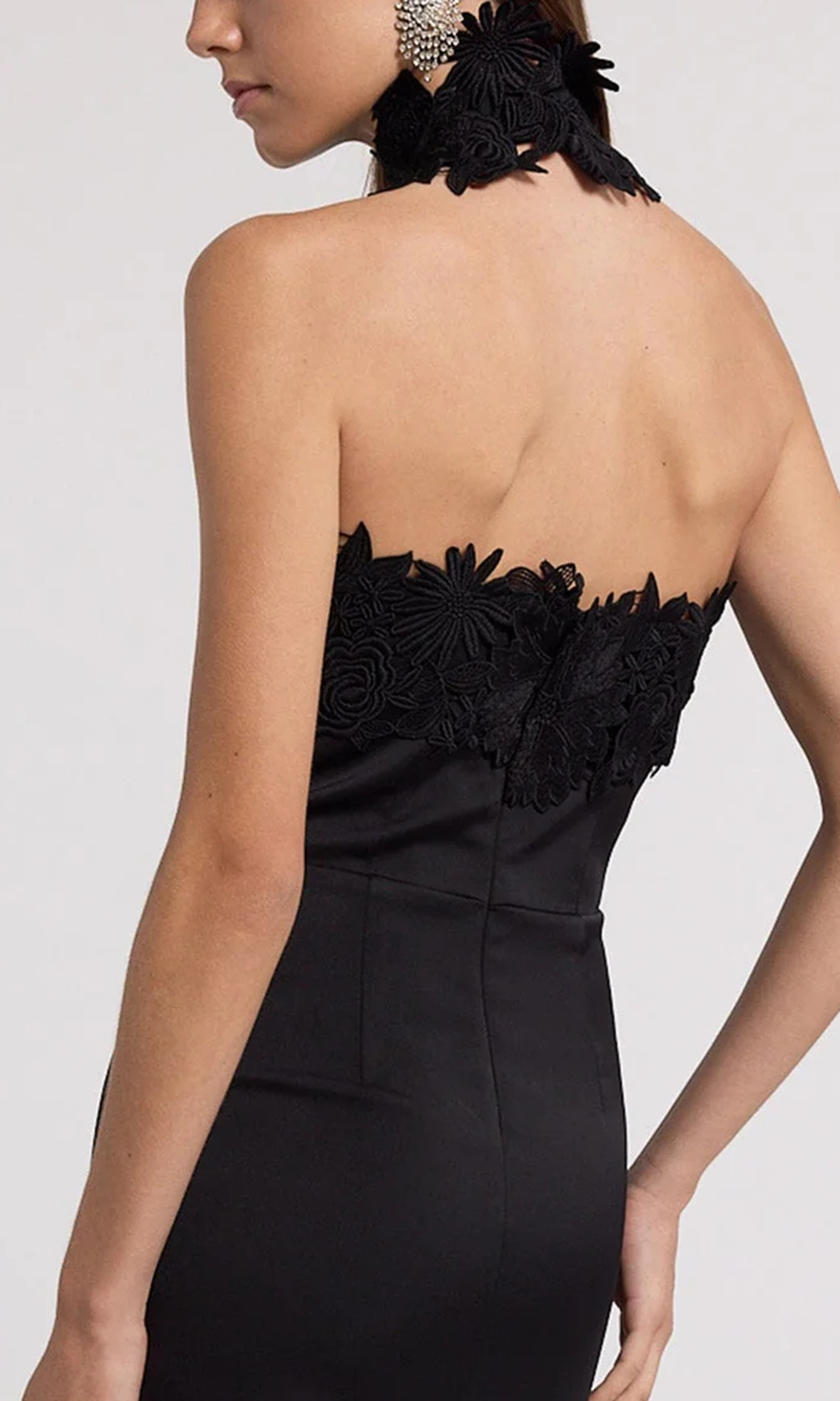 Raven Lace Combo Halter Dress