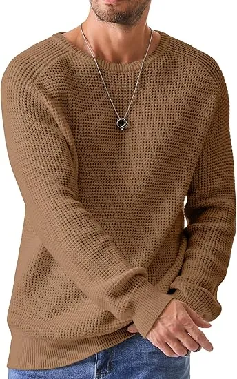 🧶 Men’s Waffle Knit Crewneck Sweater – Effortless Warmth. Everyday Style.