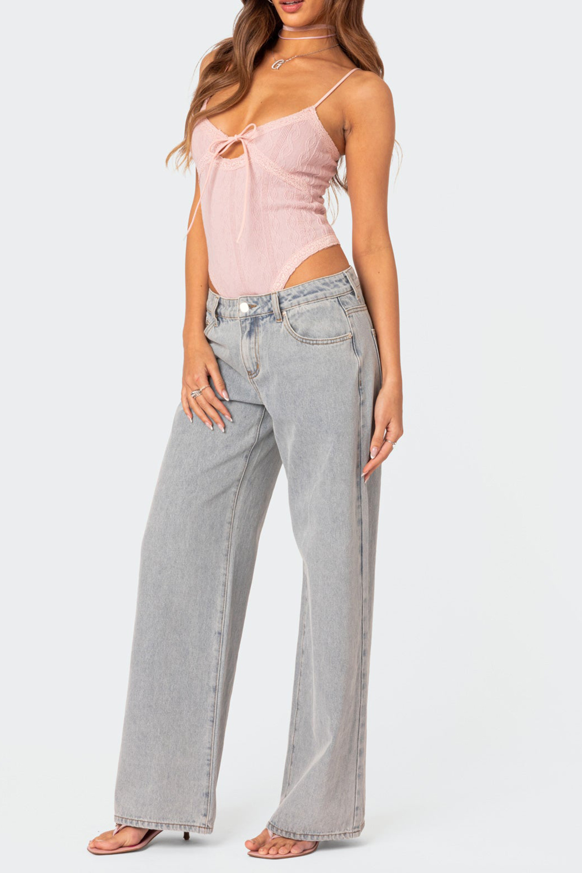 Lace-up Cut Out Knitted Bodysuit