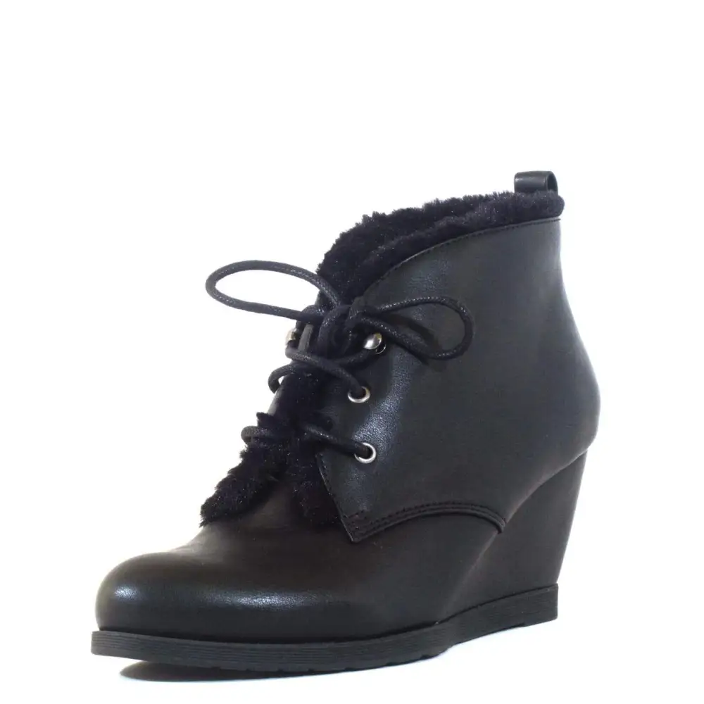Leather Wedged Ankle Boots