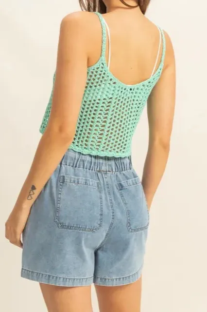 Scoop Neck Cropped Crochet Cover Up Cami