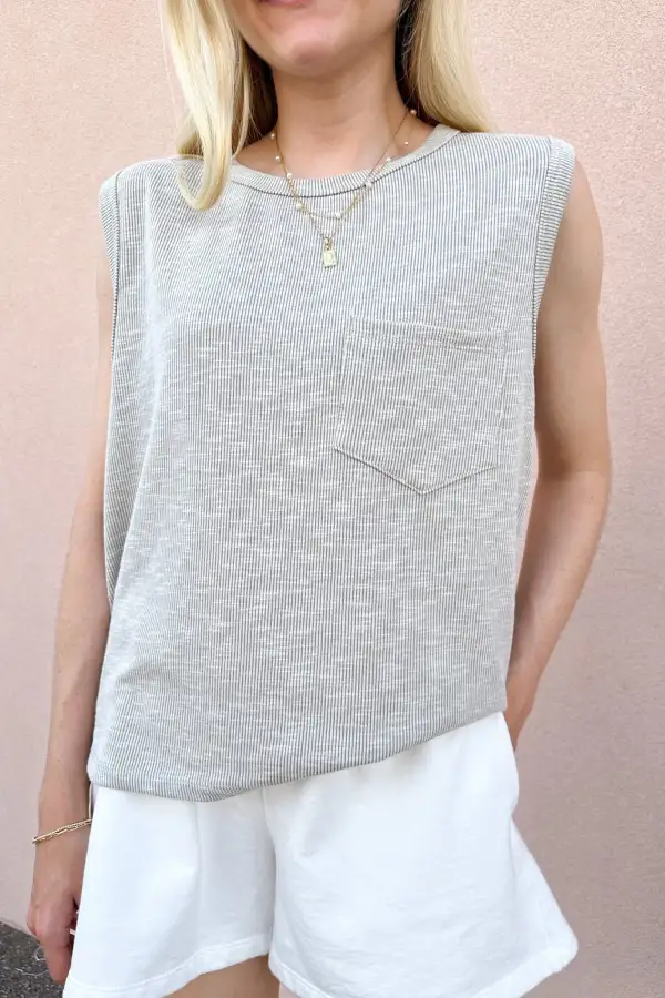 Boxy Fit Ribbed Sleeveless Top