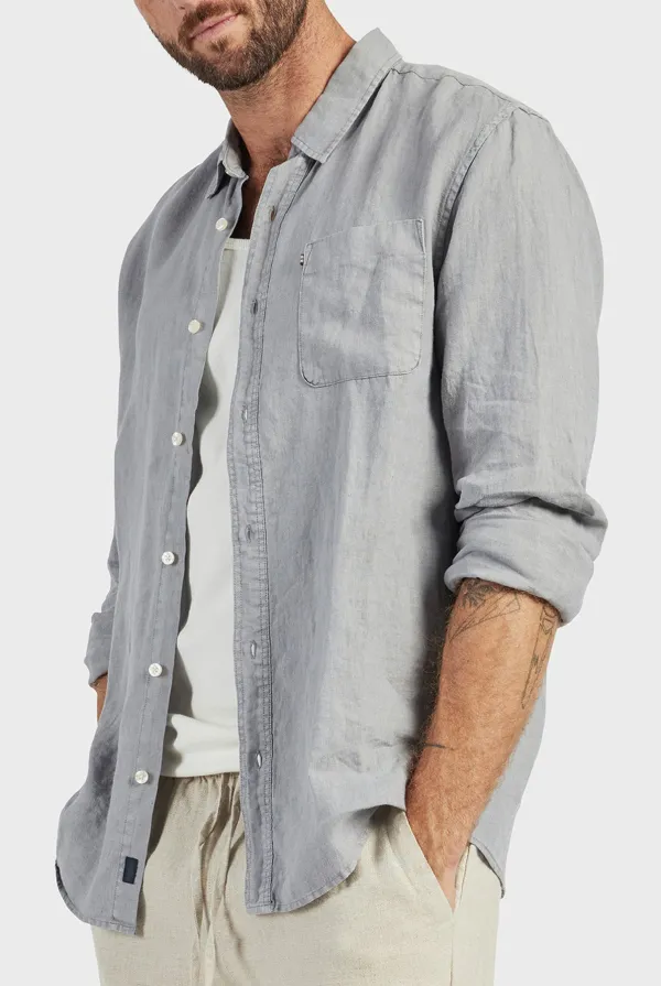 Hampton Linen Shirt-Ash grey