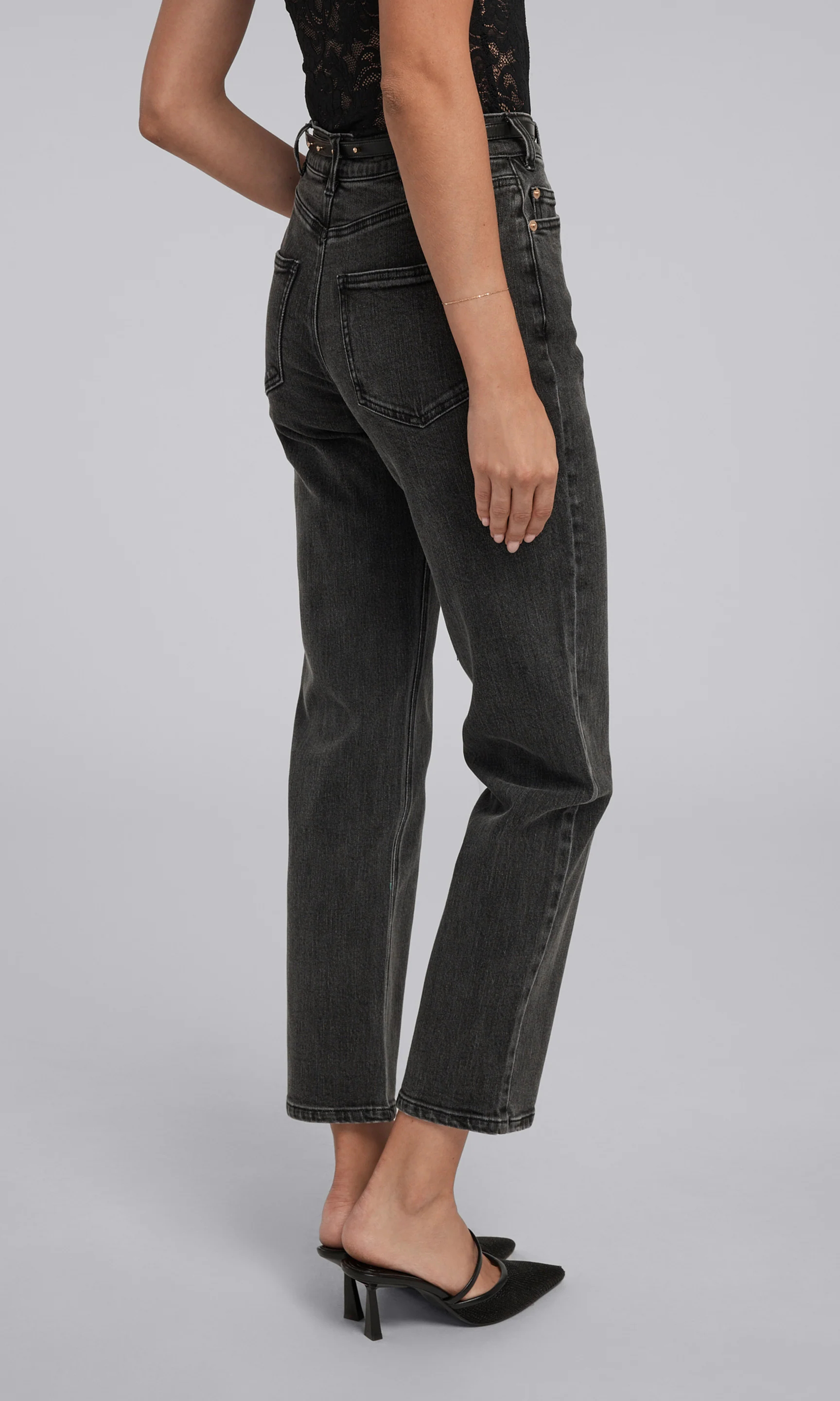 Denim Pants With Vegan Leather Belt