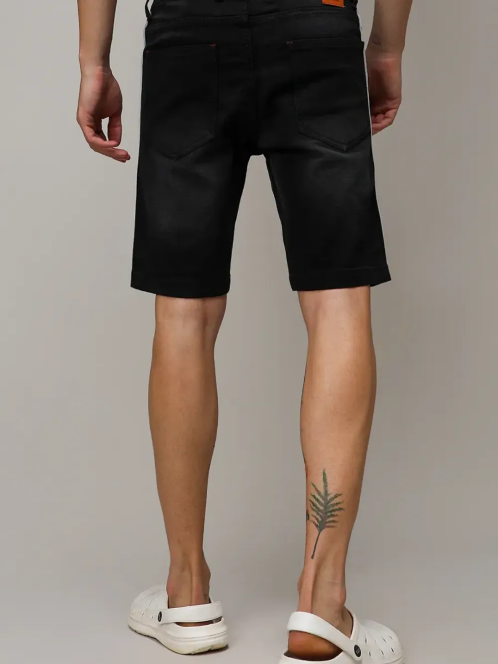 Black Casual Style Denim Shorts
