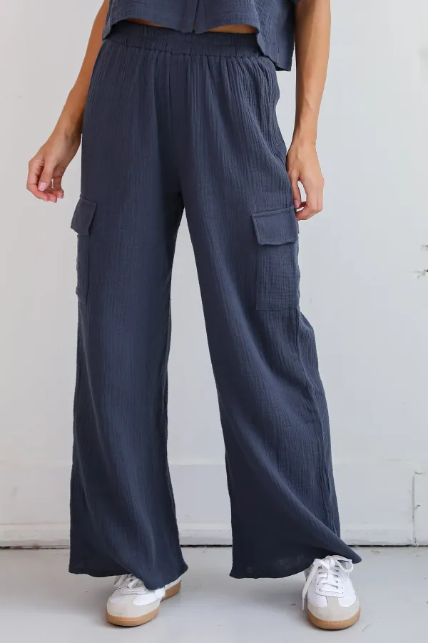 Perfect Charcoal Linen Cargo Pants