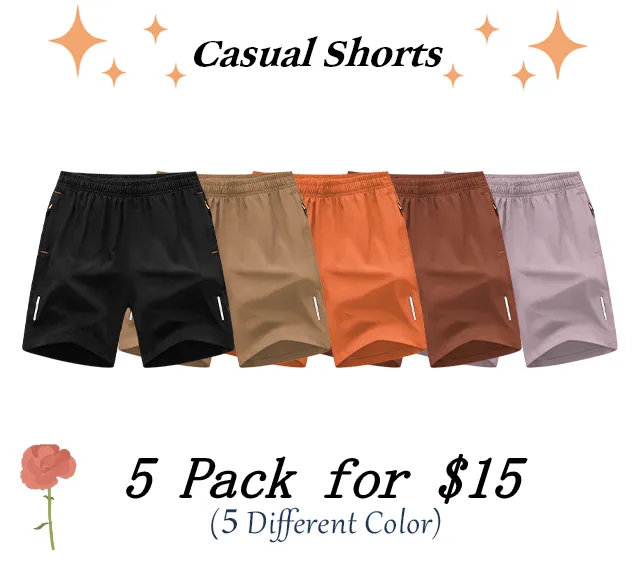 Men's Solid Color Zipper Pocket Shorts