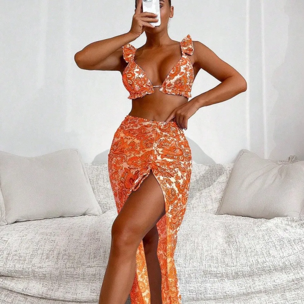 Bikini Swimsuit Set with Trendy Print