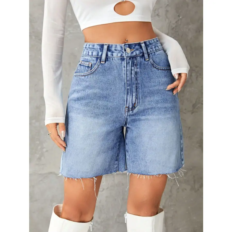 Frayed Hem Denim Shorts