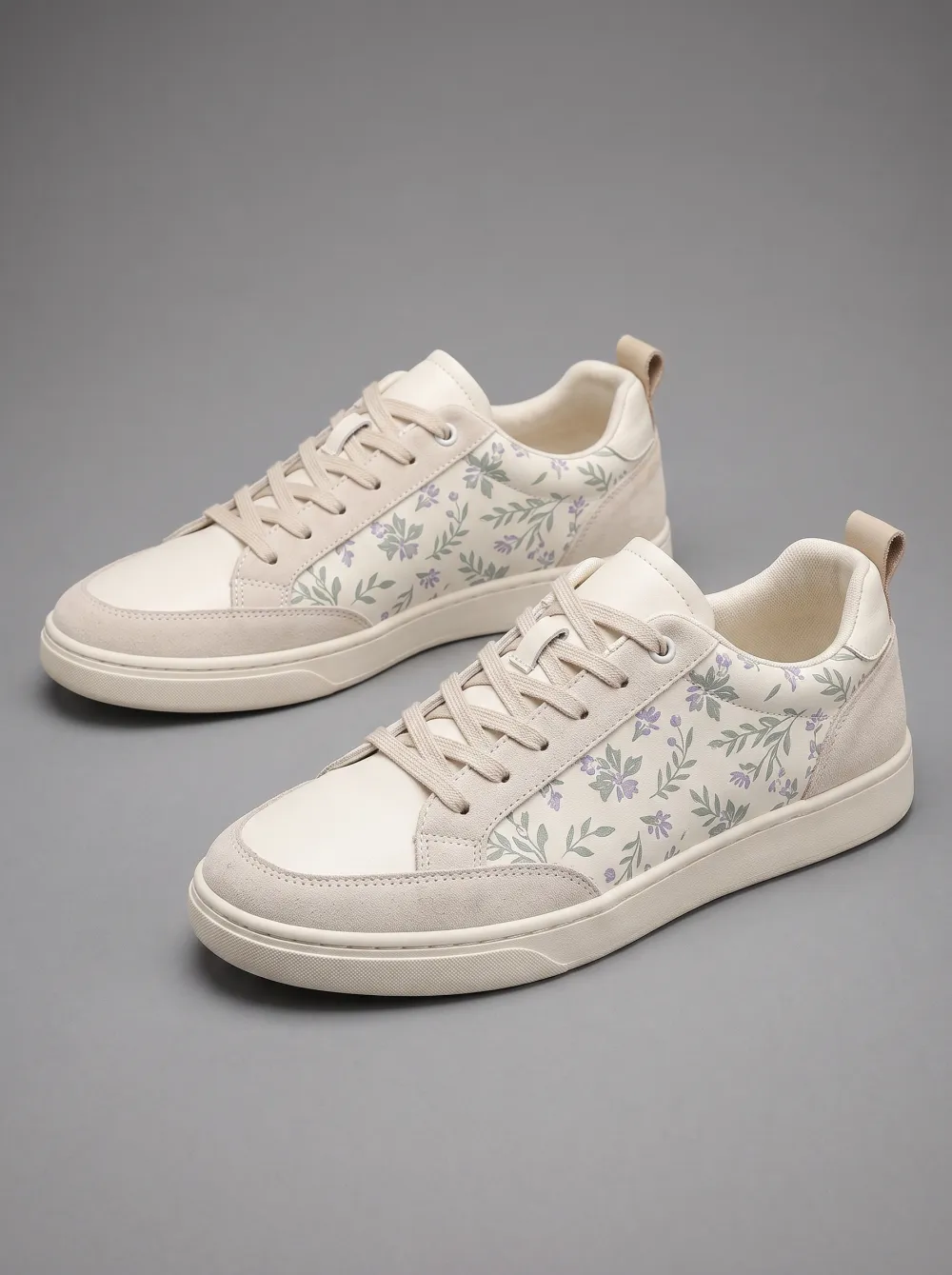 Men's Floral Botanical Pattern Printed Sneakers