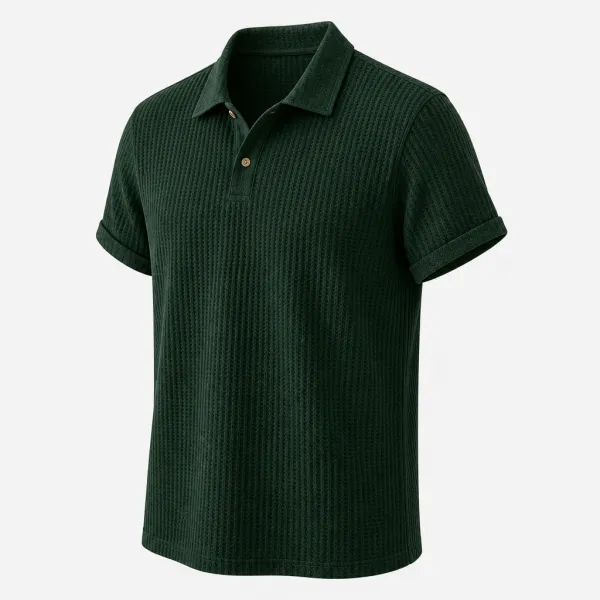 Men’s Waffle Textured Short Sleeve Polo Shirt