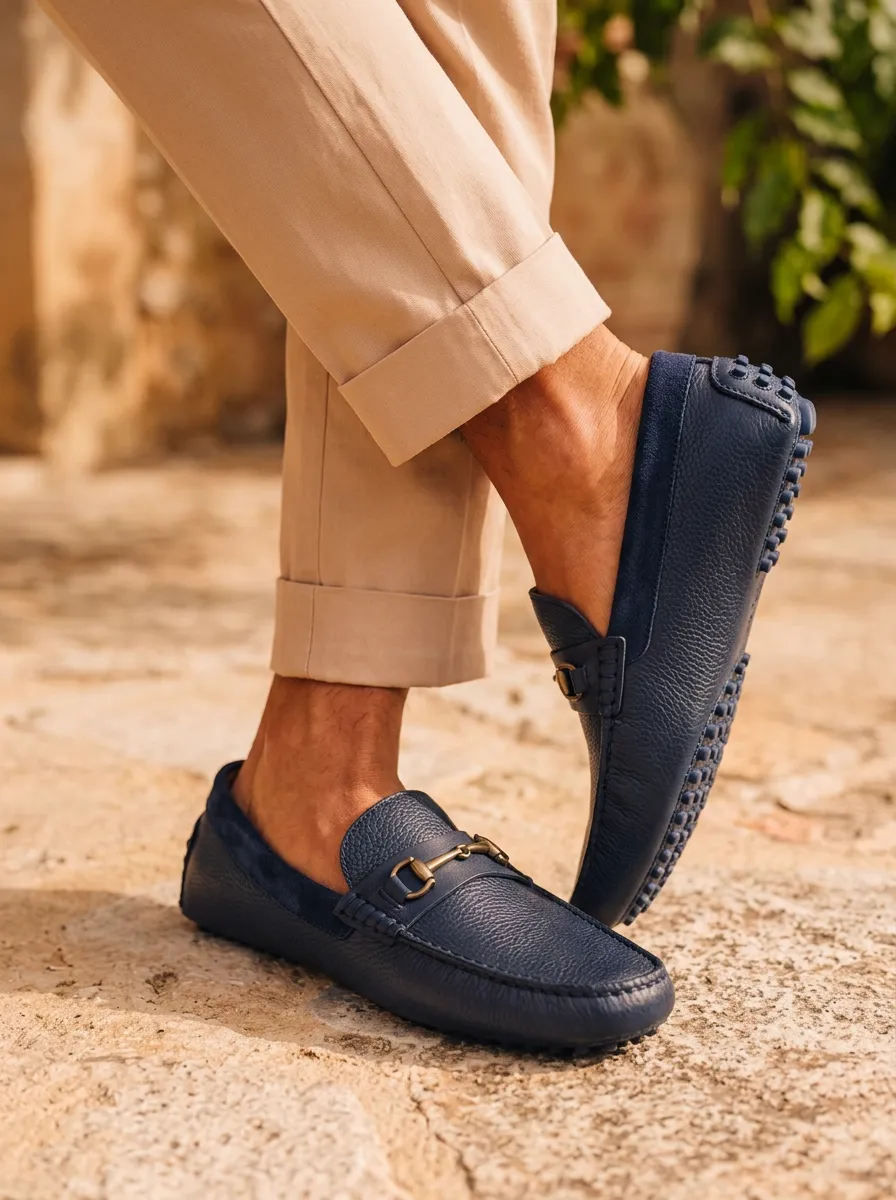 Horsebit Leather-Look Men's Casual Loafers