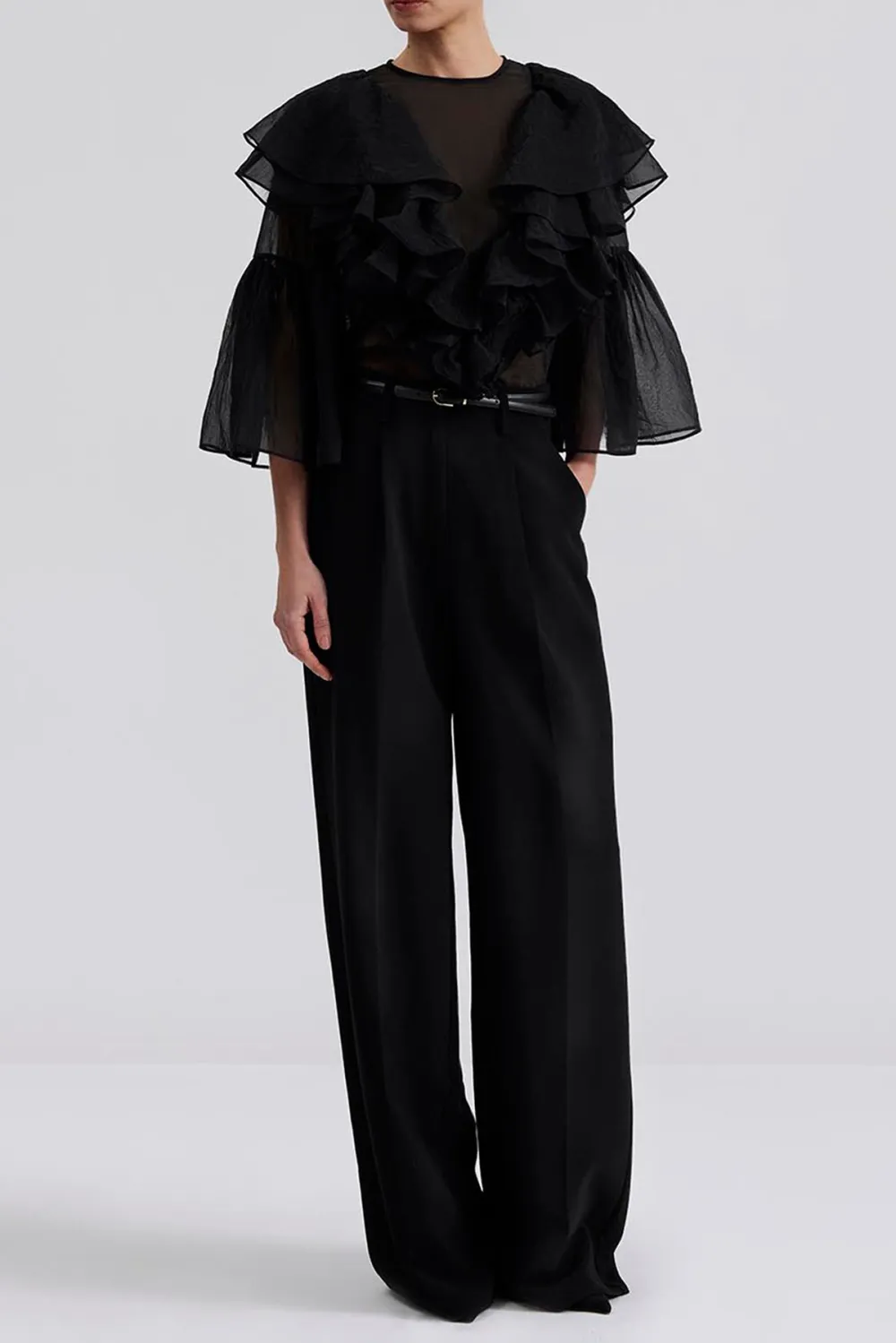 Sheer Ruffled Chiffon Blouse