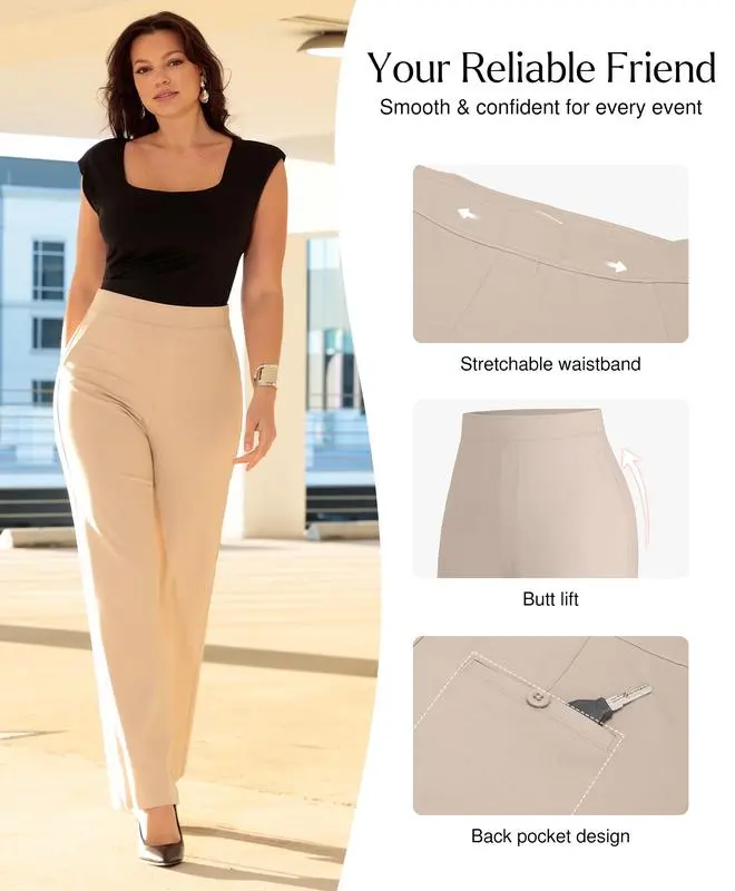 Shapewear Executive High Waisted Wide-Leg Ponte Pants with Tummy Control