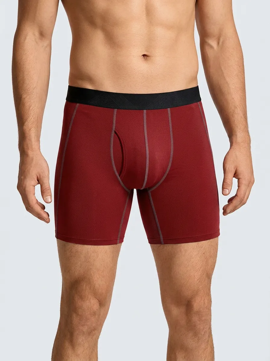 Athletic Solid Grey Printed Boxer Briefs
