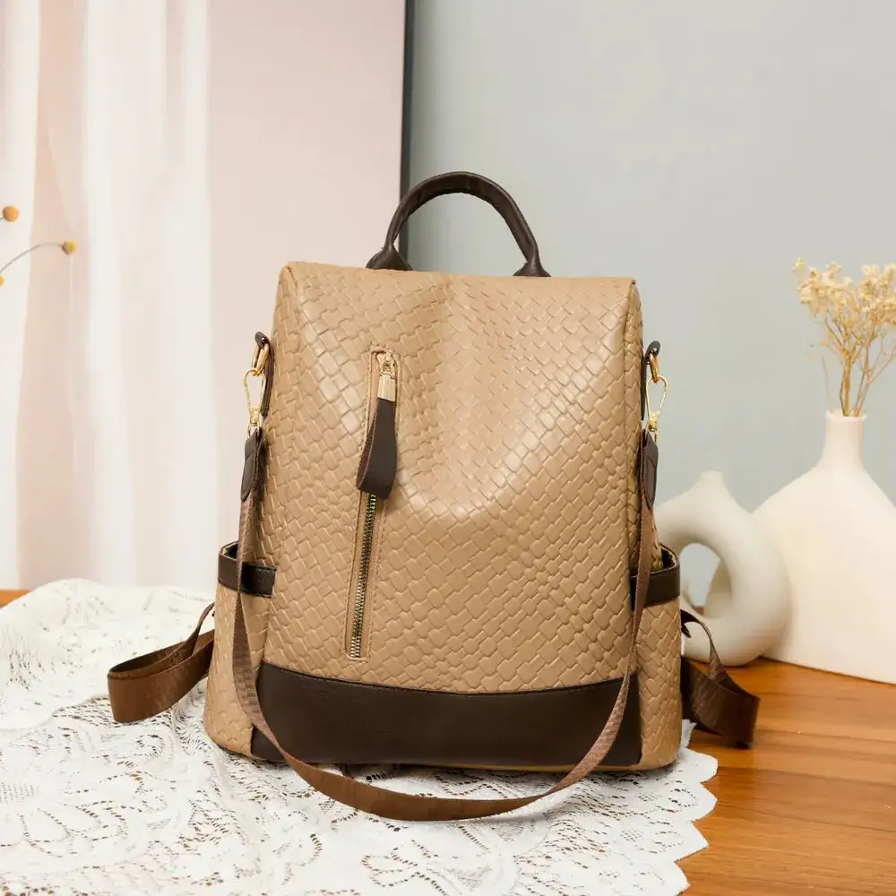 Faux Leather Backpack Camping Bag