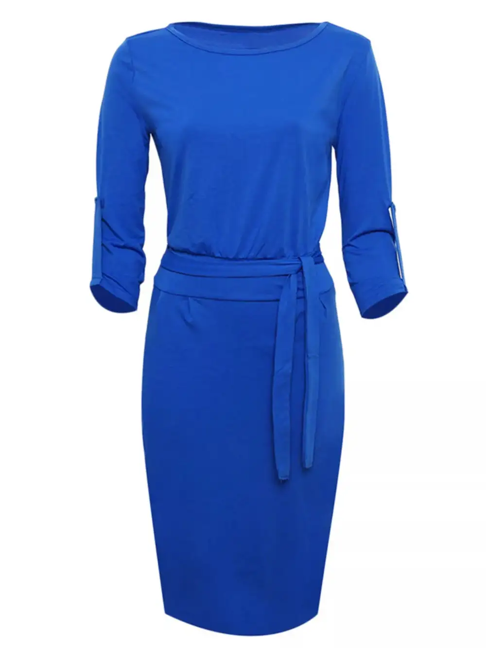 Round Neck Tie Waist Dress Casual