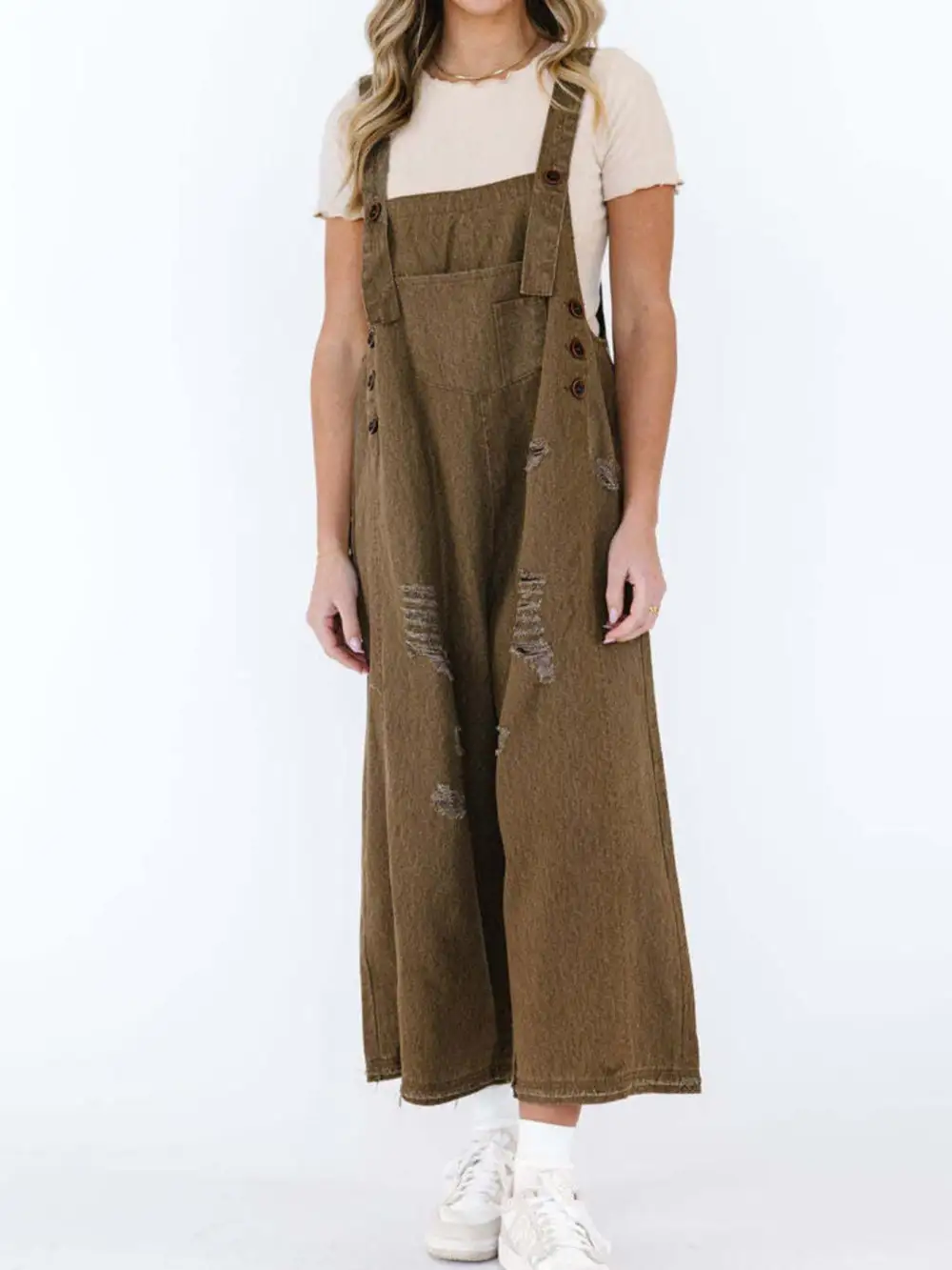 Wide Leg Denim Overalls Relaxed Fit Bib Overalls