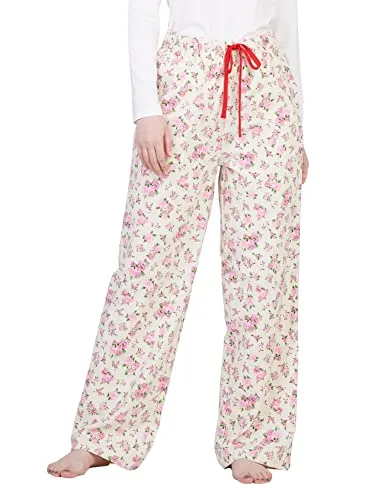 Women's Flannel Pajama Pants, Plaid 100% Cotton Pajamas, Comfy Lounge Sleep Pants with Drawstring and Pockets L74