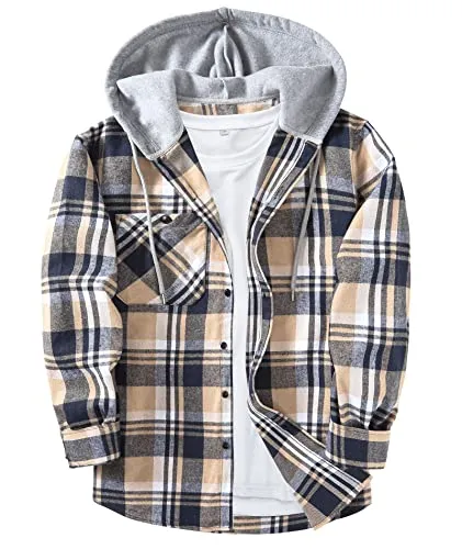 Men Plaid Long Sleeve Flannel Jacket