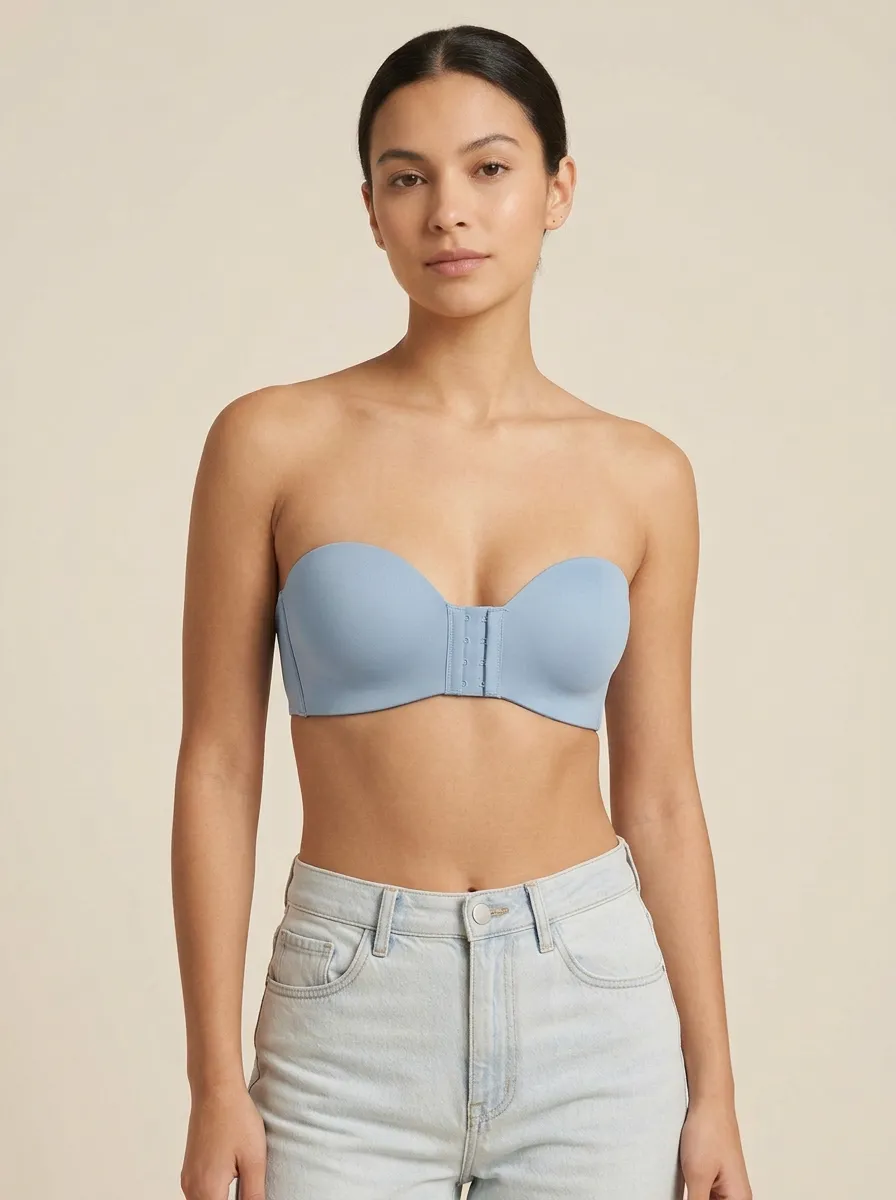 Women's Molded-Cup Smooth-Profile Front-Closure Strapless Bra