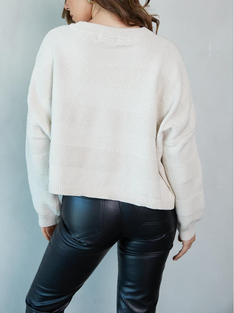 Striped Knit Cropped Sweater