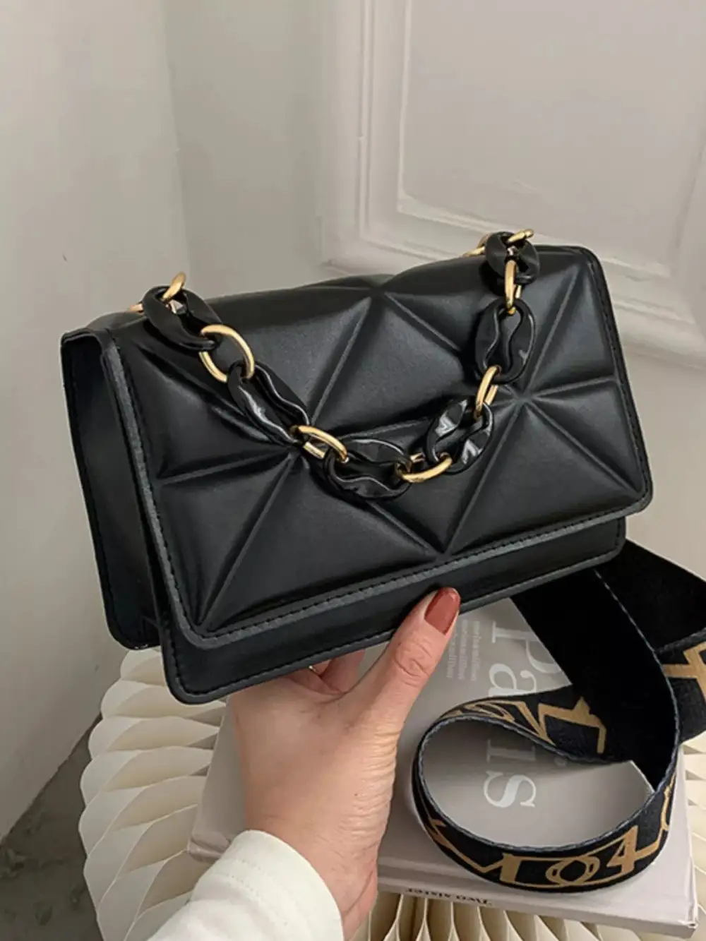 Quilted Adjustable Strap Crossbody Bag