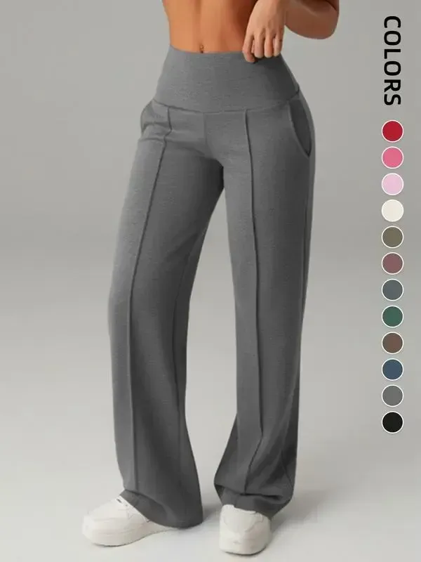 Women's Wide Leg High Waist Sweatpants with Pockets | Sporty Casual Style