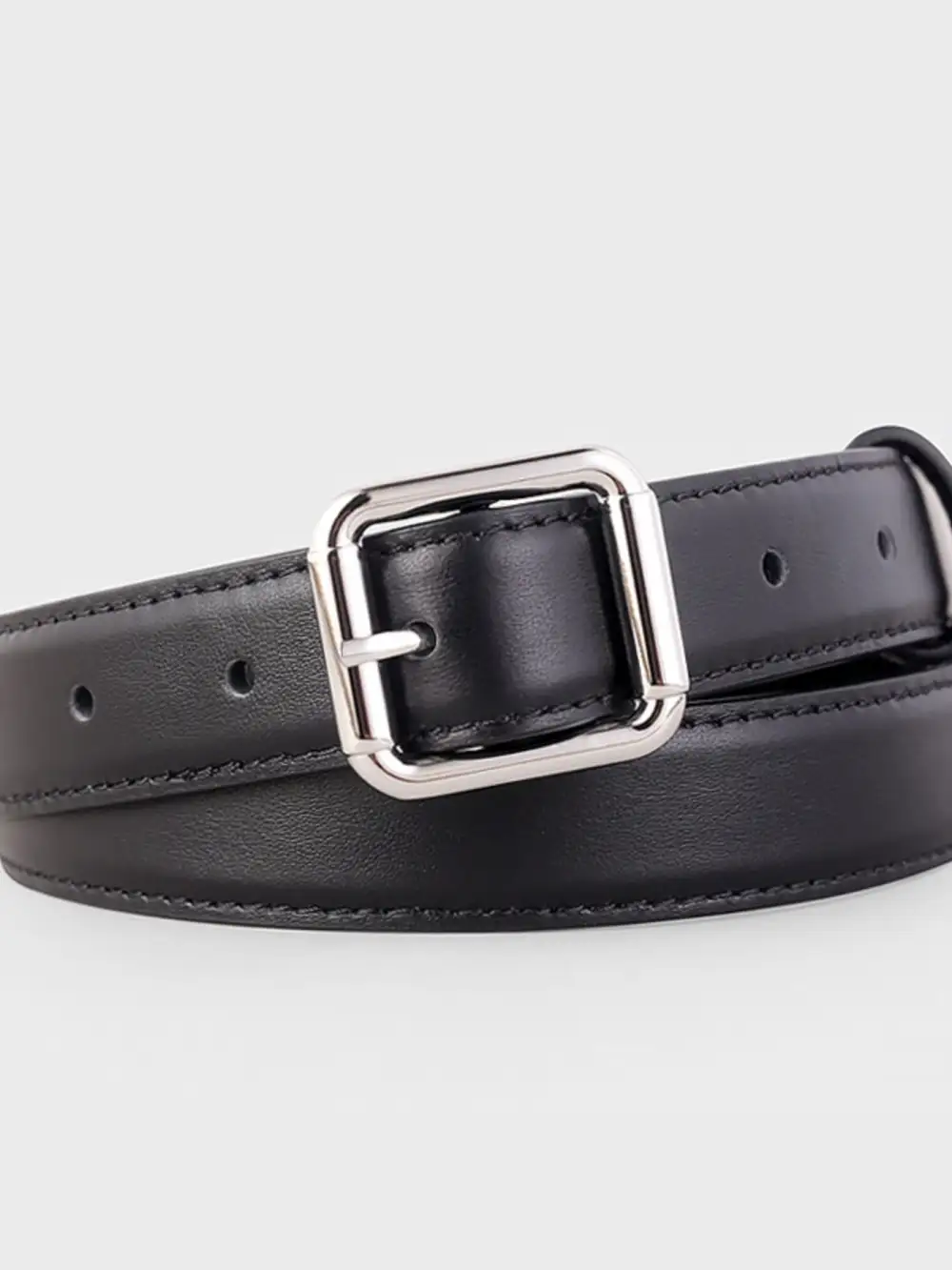 Modern Square Buckle Leather Belt