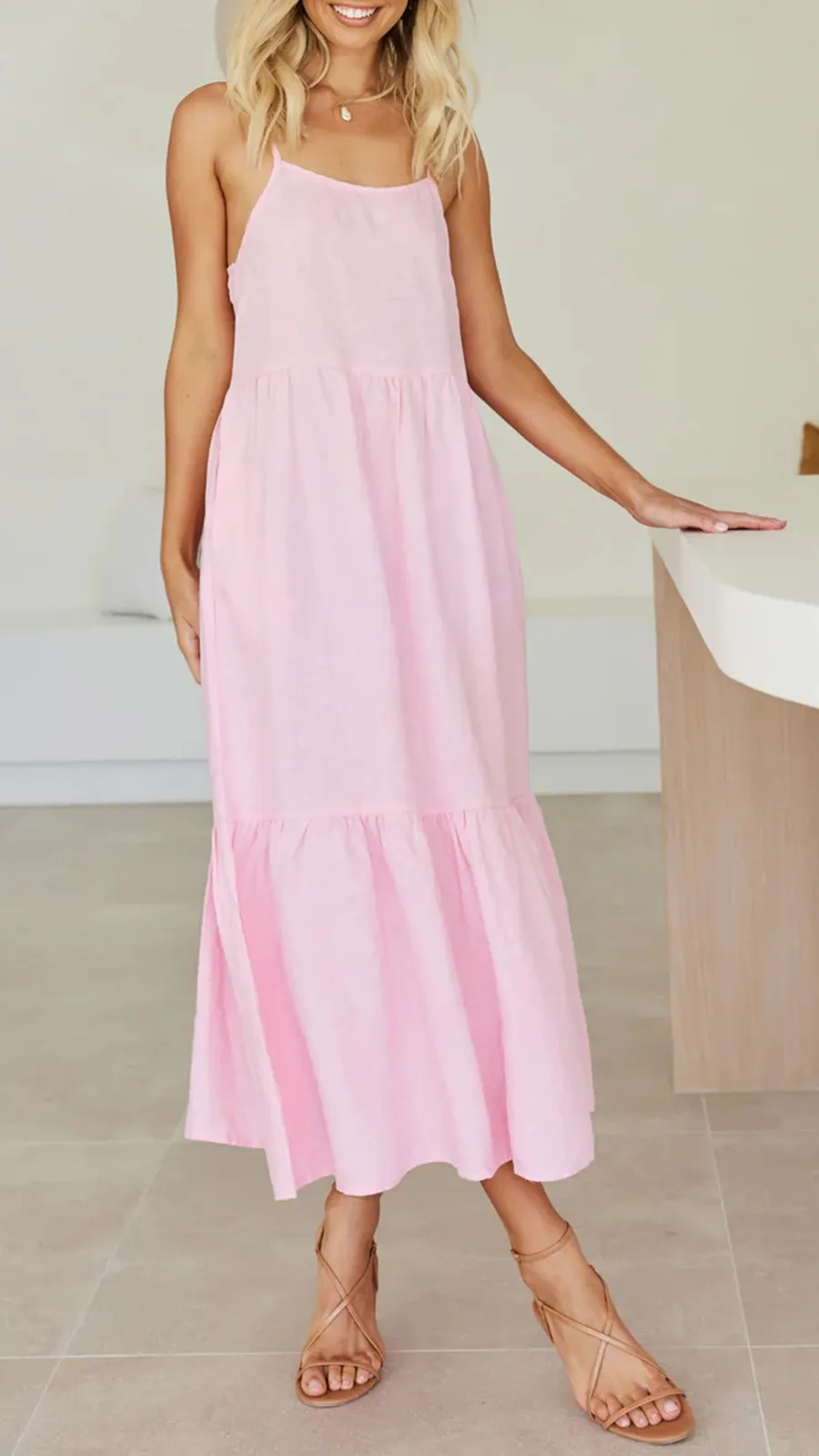 Loose Fluffy Long Suspender Dress