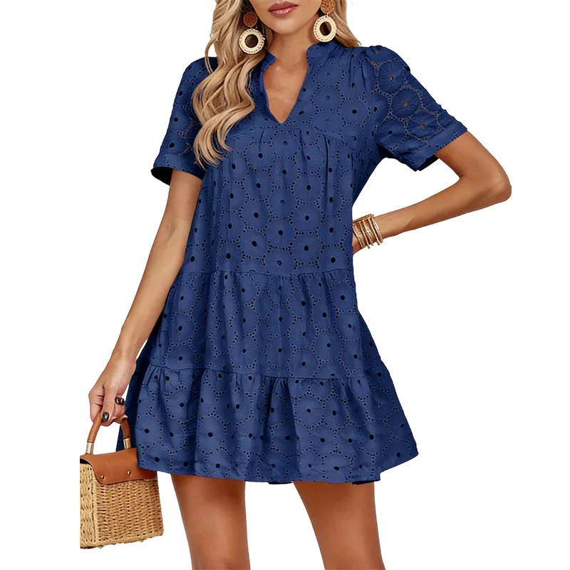 Floral Cotton Blend Eyelet Midi Dress